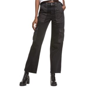 BDG Skate Black Hi-Waisted Cargo Pants; Straight Leg
